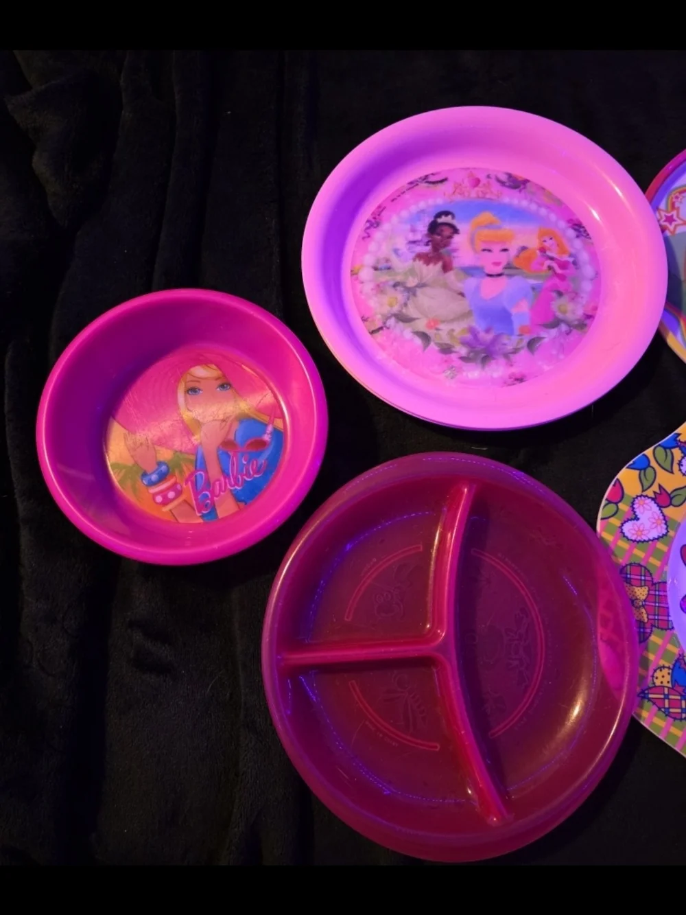 Disney Kids Pink Party Plate Set - Minnie, Cinderella & Dora